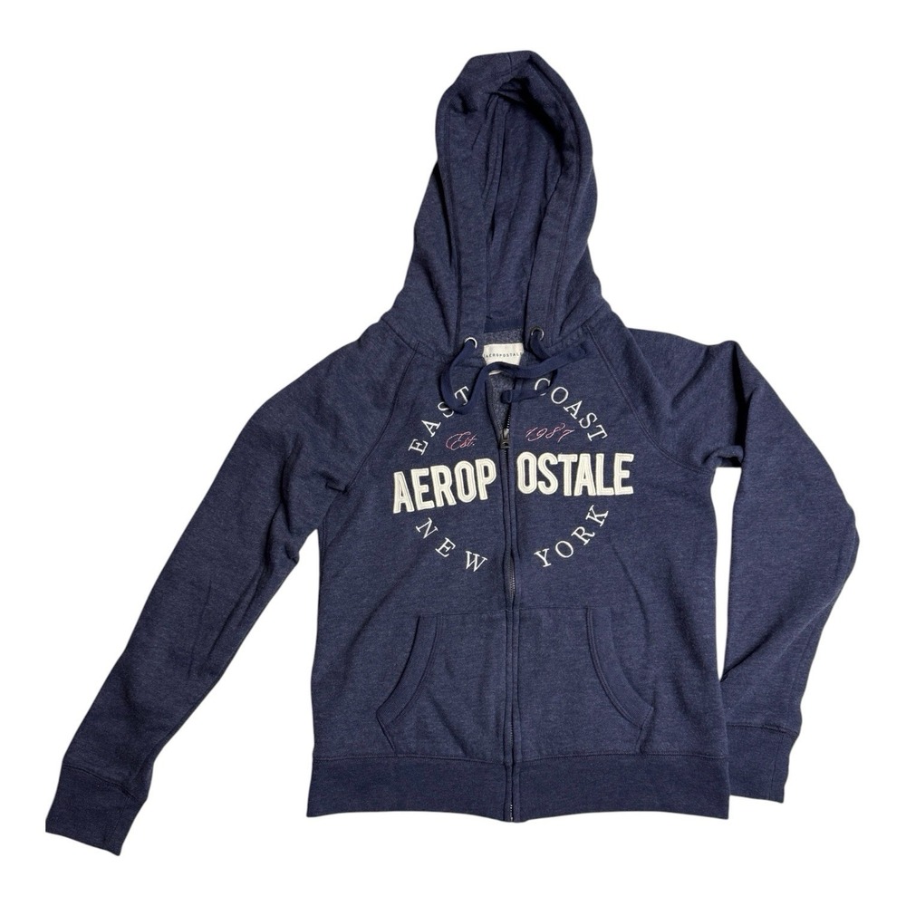 Women's Sz S Blue Aeropostale East Coast New York Full Zip Hoodie